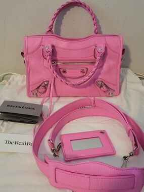 Balenciaga Pink Mini City Leather Satchel